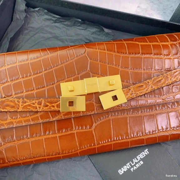 Rep ladies REP CROCODILE-EMBOSSED LEATHER MANHATTAN CLUTCH IN YSL 0731